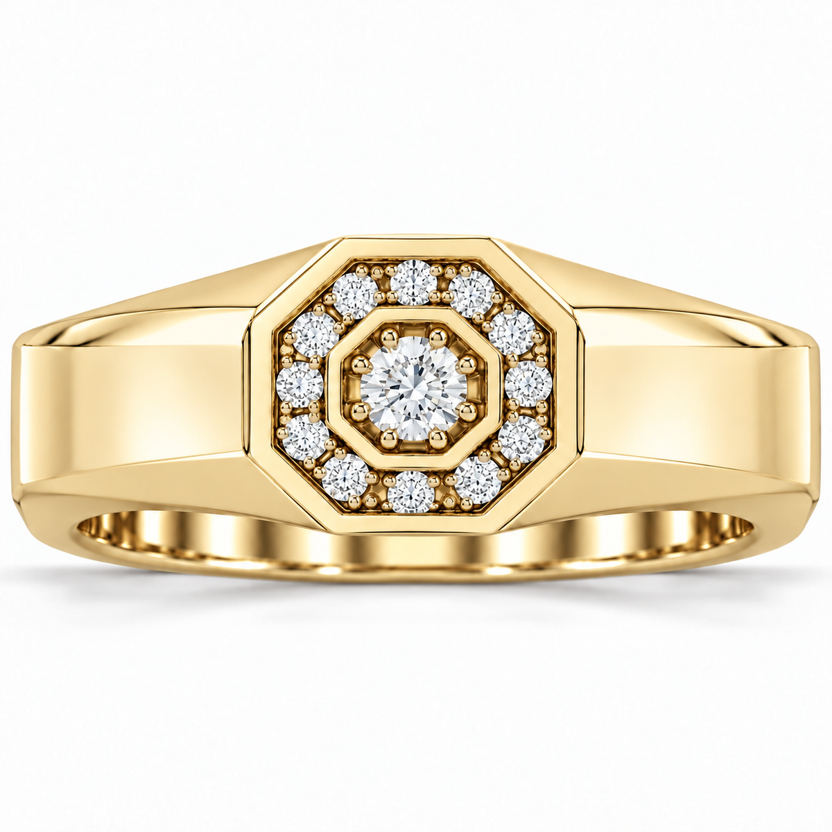 Men's 1/5 CTW Lab-Grown Diamond Halo-Style Band – 689204 — 14K Yellow Gold, front view