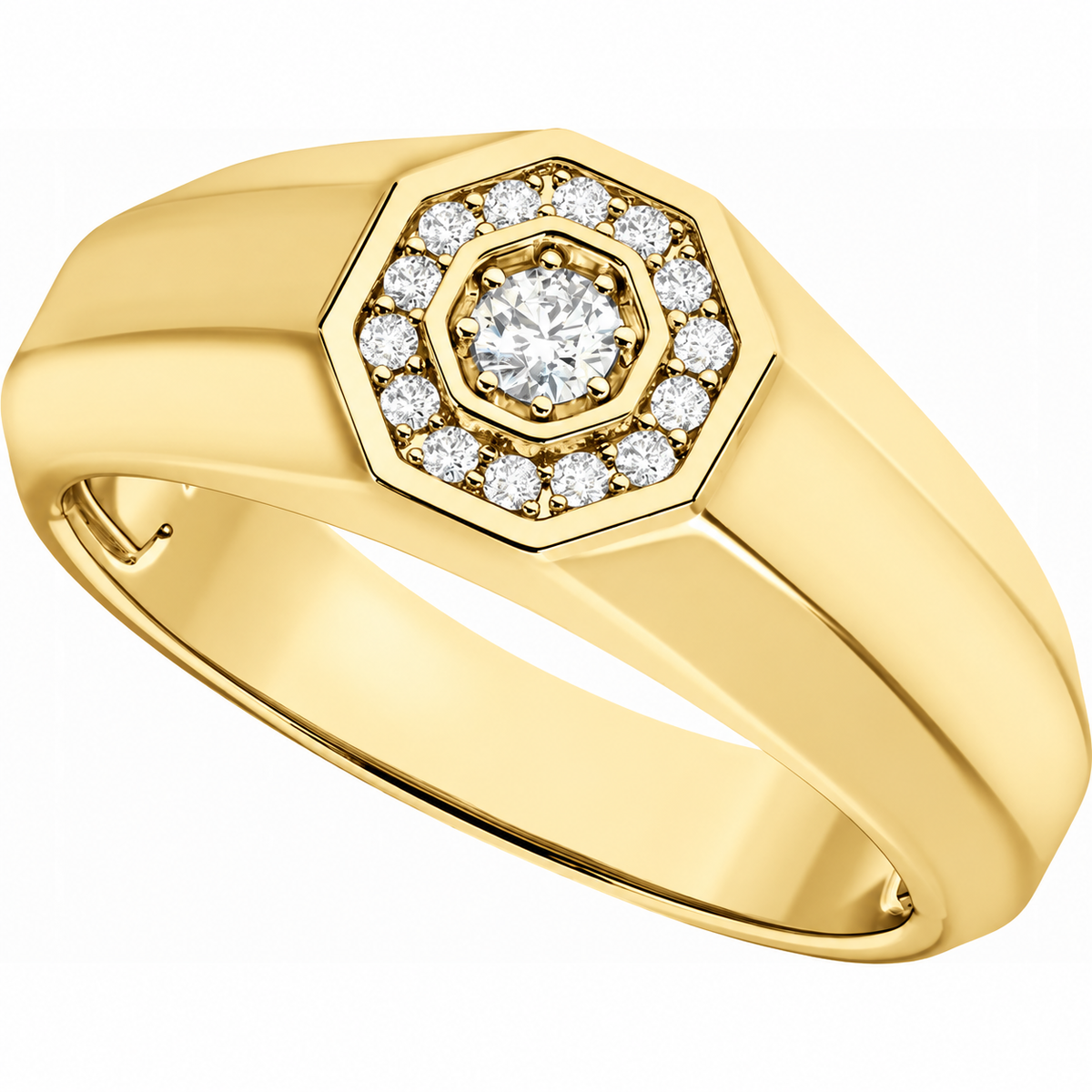 Men's 1/5 CTW Lab-Grown Diamond Halo-Style Band – 689204 — 14K Yellow Gold, side view