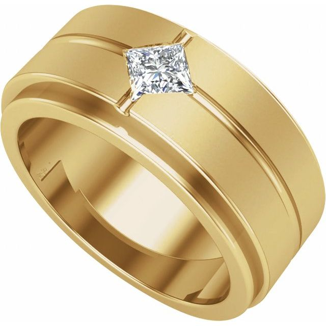 Men's 1/2 CTW Lab-Grown Diamond Grooved Band – 689239 — 14K Yellow Gold, side view