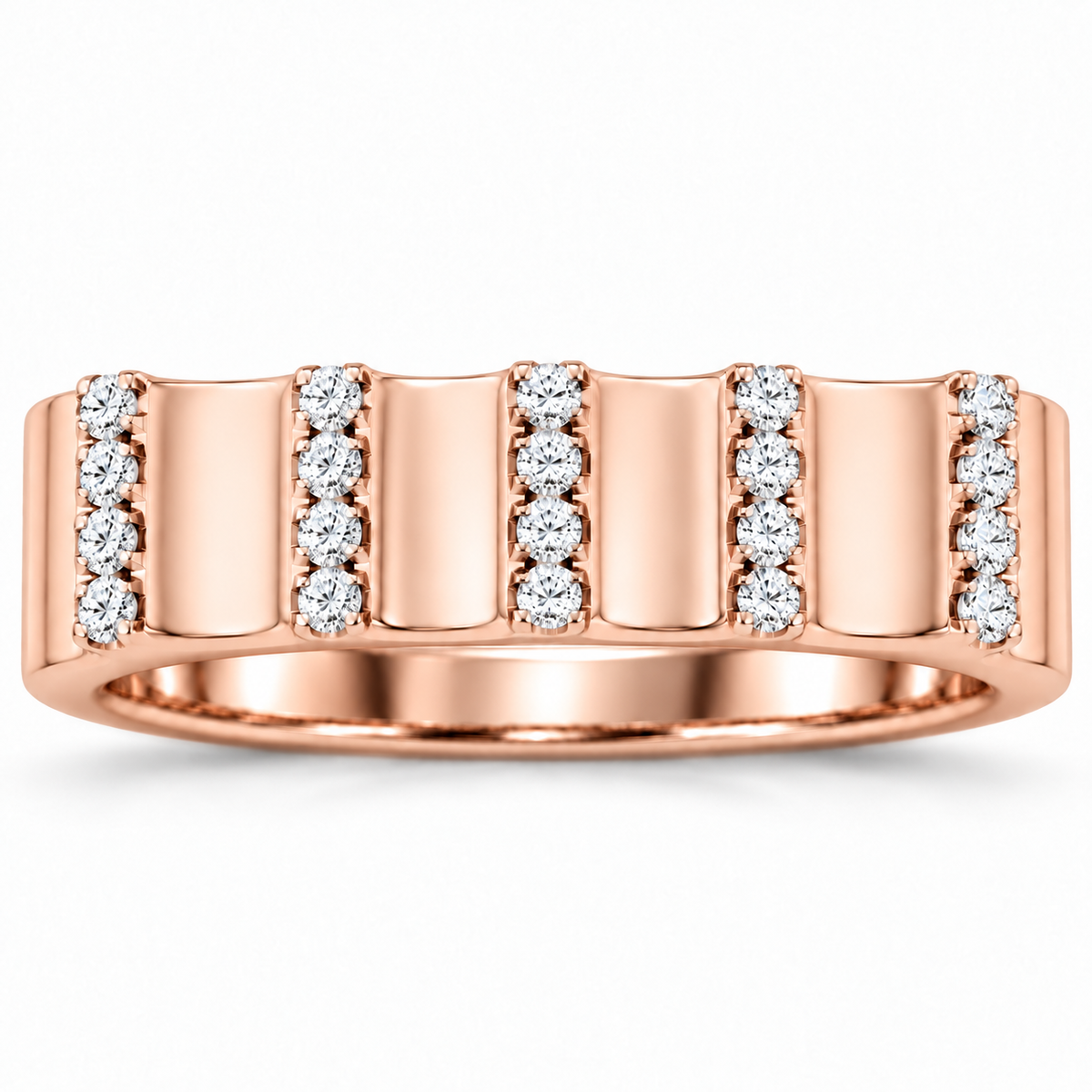 Men's 1/3 CTW Lab-Grown Diamond Sculpted Band – 689240 — 14K Rose Gold, front view