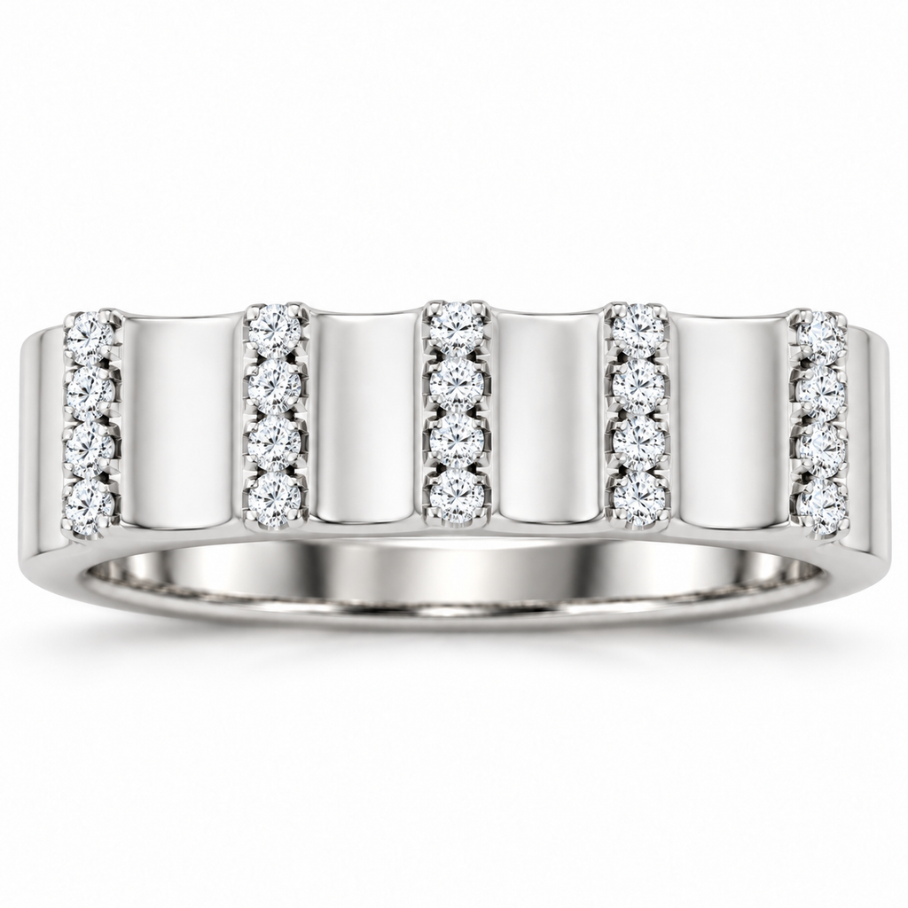 Men's 1/3 CTW Lab-Grown Diamond Sculpted Band – 689240 — 14K White Gold, front view
