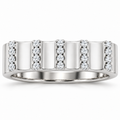Men's 1/3 CTW Lab-Grown Diamond Sculpted Band – 689240 — 14K White Gold, front view
