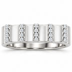 Men's 1/3 CTW Lab-Grown Diamond Sculpted Band – 689240 — 14K White Gold, front view