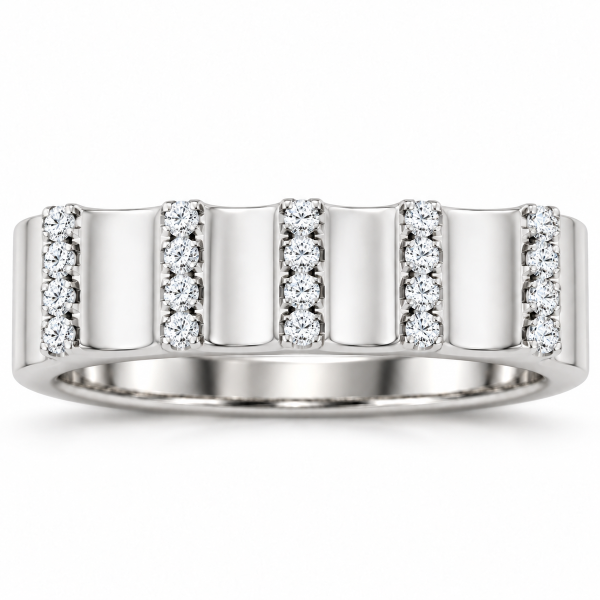 Men's 1/3 CTW Lab-Grown Diamond Sculpted Band – 689240 — 14K White Gold, front view