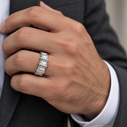 Men's 1/3 CTW Lab-Grown Diamond Sculpted Band — 14K White Gold, on-hand view