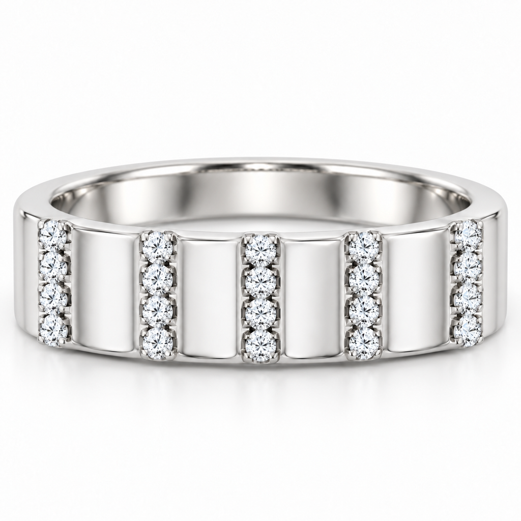 Men's 1/3 CTW Lab-Grown Diamond Sculpted Band – 689240 — 14K White Gold, profile view