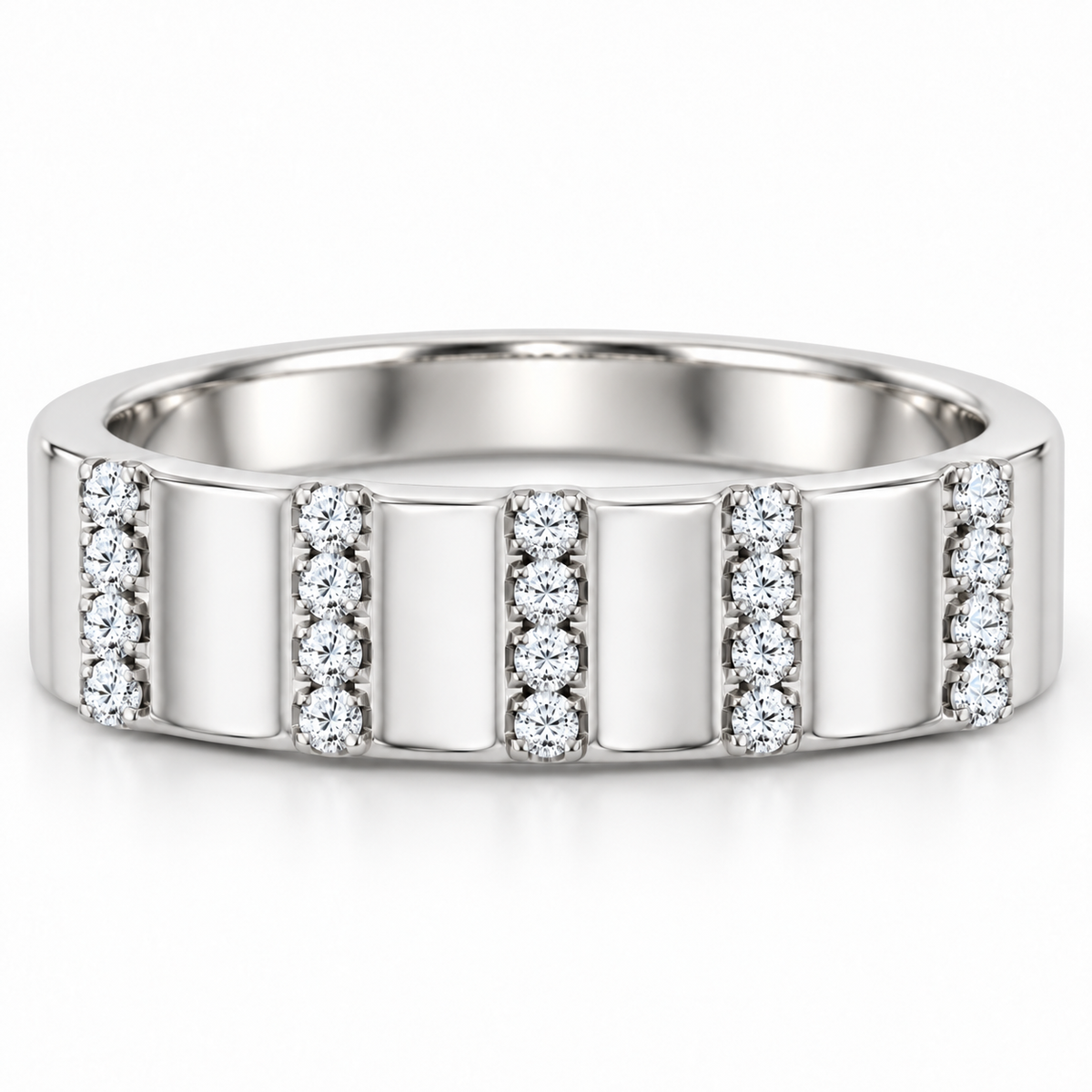 Men's 1/3 CTW Lab-Grown Diamond Sculpted Band – 689240 — 14K White Gold, profile view
