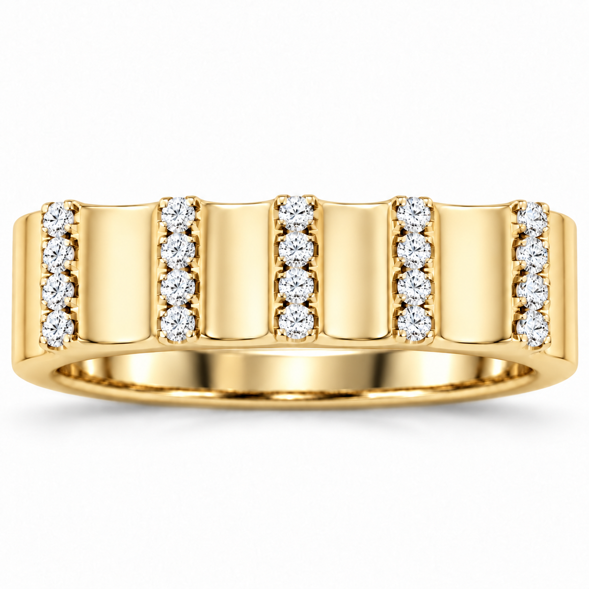 Men's 1/3 CTW Lab-Grown Diamond Sculpted Band – 689240 — 14K Yellow Gold, front view