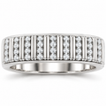 Men's 1/4 CTW Lab-Grown Diamond Ribbed Band – 689241 — 14K White Gold, front view