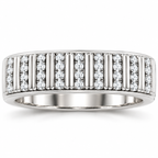 Men's 1/4 CTW Lab-Grown Diamond Ribbed Band – 689241 — 14K White Gold, front view