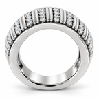 Men's 1/4 CTW Lab-Grown Diamond Ribbed Band — 14K White Gold, profile view