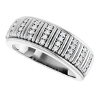 Men's 1/4 CTW Lab-Grown Diamond Ribbed Band — 14K White Gold, side view