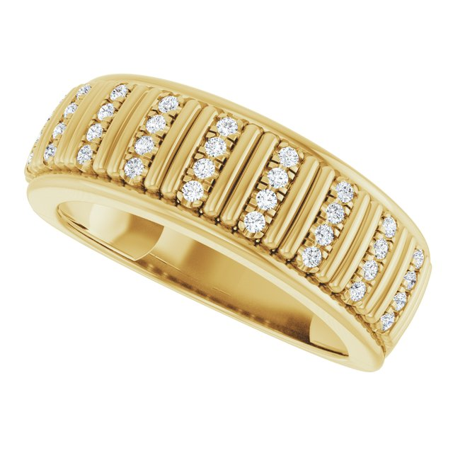 Men's 1/4 CTW Lab-Grown Diamond Ribbed Band – 689241 — 14K Yellow Gold, side view