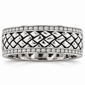 Men's 5/8 CTW Lab-Grown Diamond Woven Diamond-Edge Band – 689242 — 14K White Gold, front view