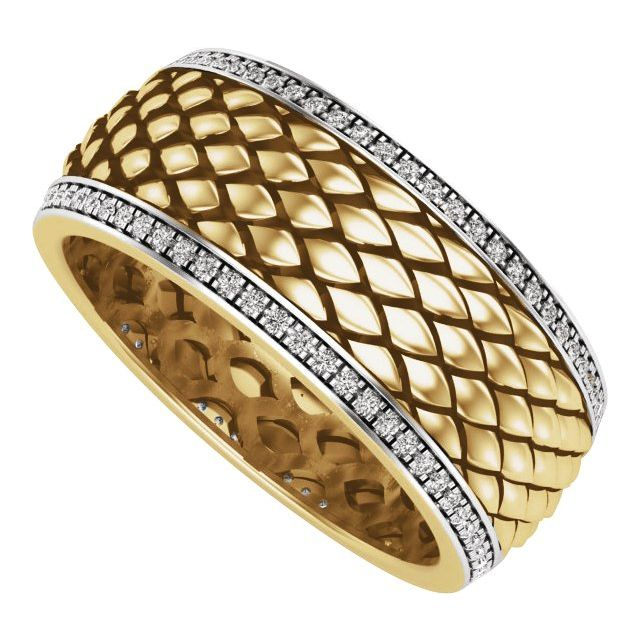 Men's 5/8 CTW Lab-Grown Diamond Woven Diamond-Edge Band – 689242 — 14K Yellow Gold, side view