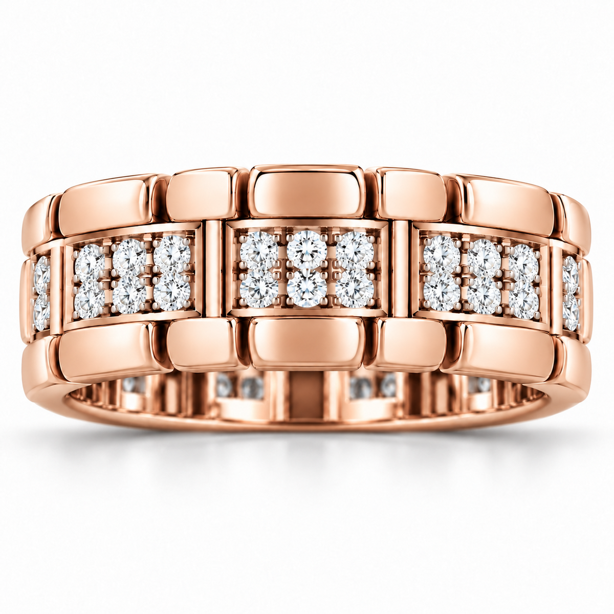 Men's 1 CTW Lab-Grown Diamond Watch Link Band – 689243 — 14K Rose Gold, front view