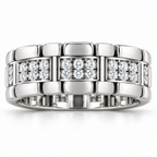 Men's 1 CTW Lab-Grown Diamond Watch Link Band – 689243 — 14K White Gold, front view