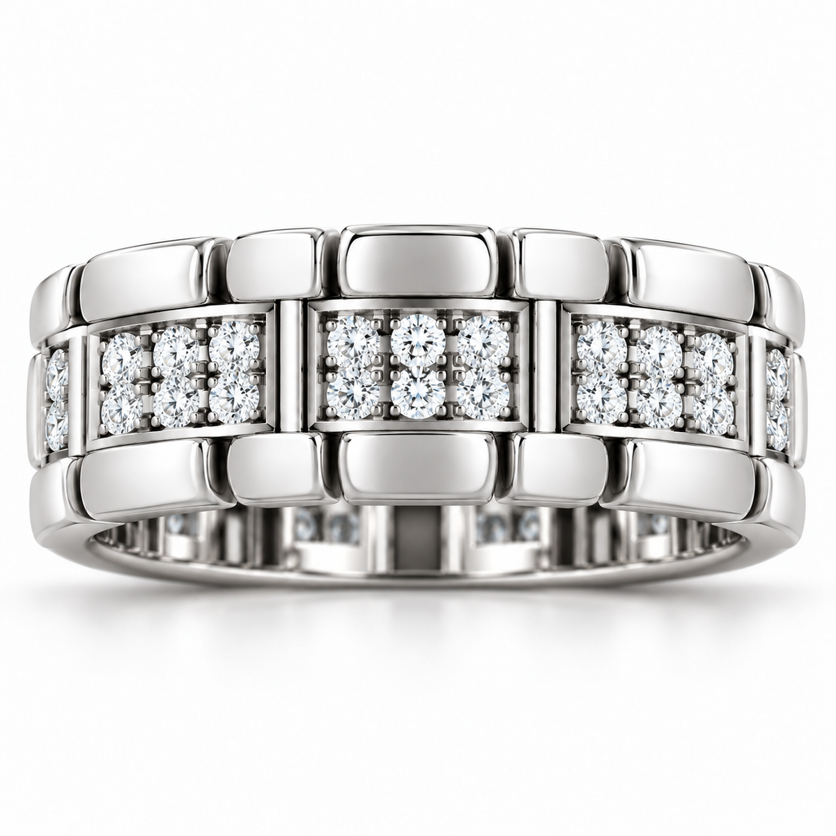 Men's 1 CTW Lab-Grown Diamond Watch Link Band – 689243 — 14K White Gold, front view