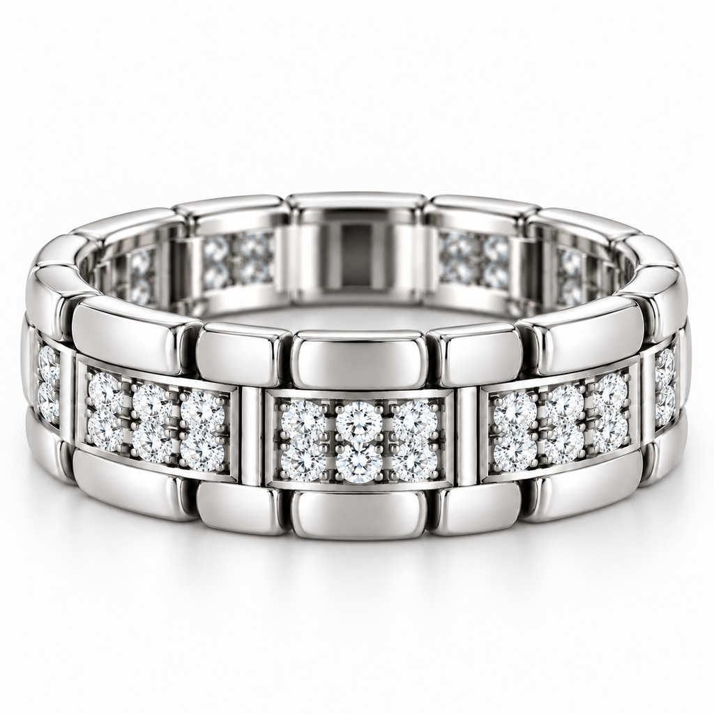 Men's 1 CTW Lab-Grown Diamond Watch Link Band – 689243 — 14K White Gold, profile view