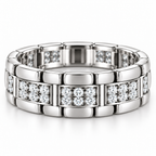 Men's 1 CTW Lab-Grown Diamond Watch Link Band – 689243 — 14K White Gold, profile view
