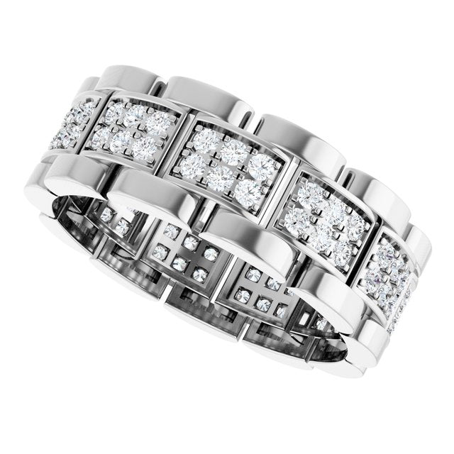 Men's 1 CTW Lab-Grown Diamond Watch Link Band – 689243 — 14K White Gold, side view
