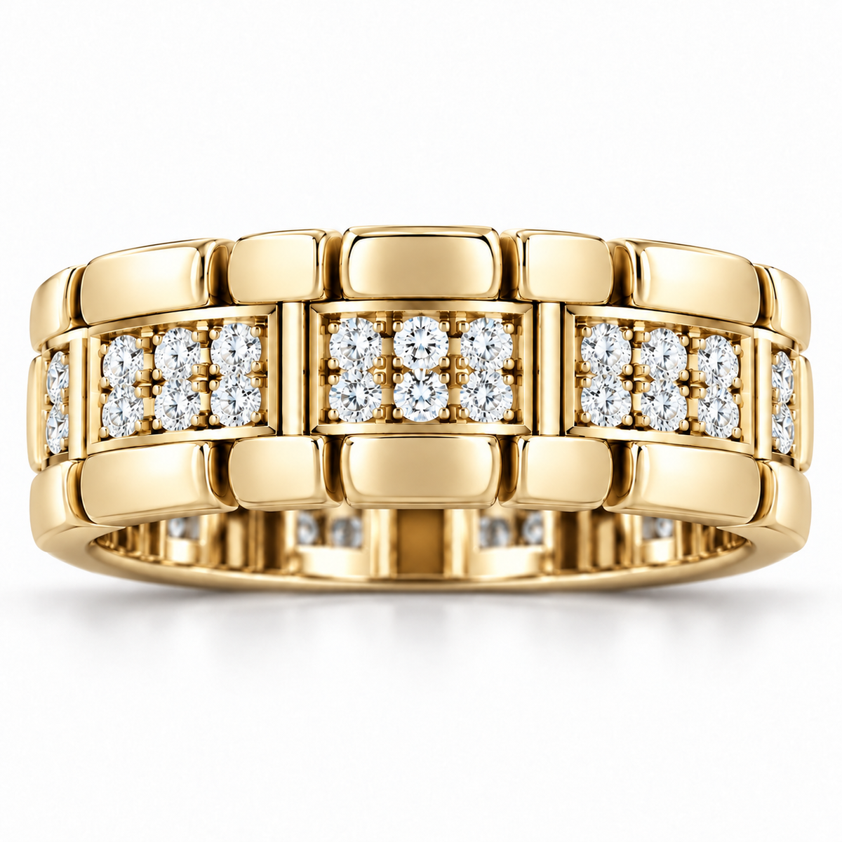 Men's 1 CTW Lab-Grown Diamond Watch Link Band – 689243 — 14K Yellow Gold, front view