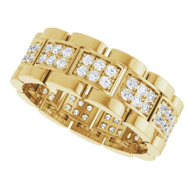 Men's 1 CTW Lab-Grown Diamond Watch Link Band – 689243 — 14K Yellow Gold, side view