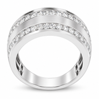 Men's 3/4 CTW Lab-Grown Diamond Accented Tapered Band — 14K White Gold, profile view