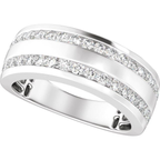Men's 3/4 CTW Lab-Grown Diamond Accented Tapered Band — 14K White Gold, side view