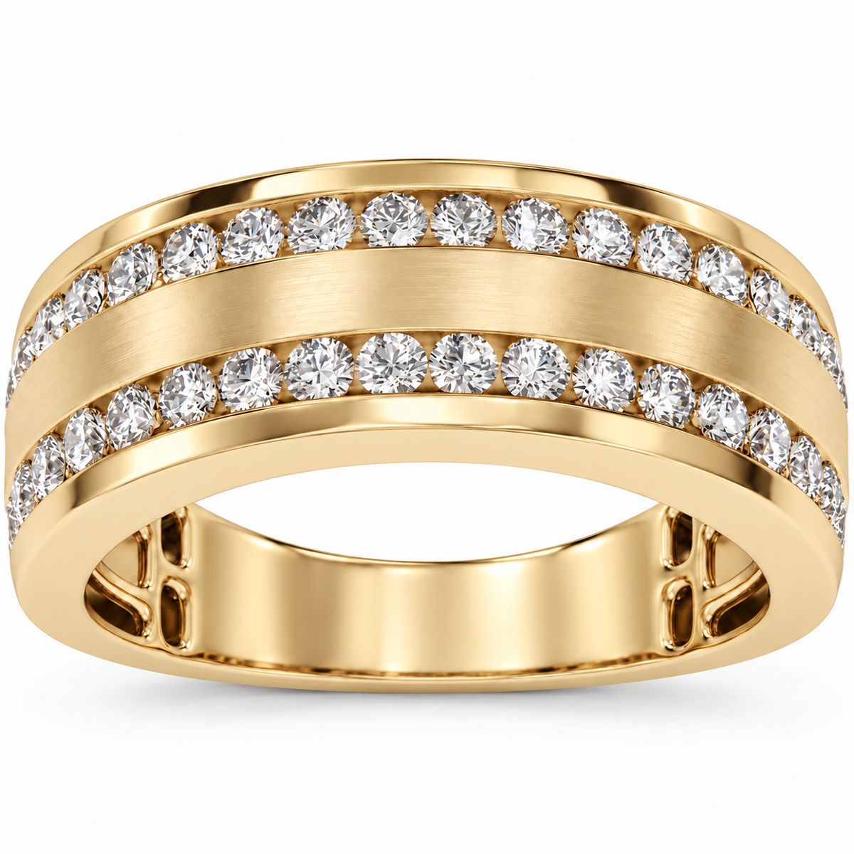 Men's 3/4 CTW Lab-Grown Diamond Accented Tapered Band — 14K Yellow Gold, front view