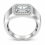 Men's 1 3/4 CTW Lab-Grown Diamond Halo-Style Band — 14K White Gold, profile view