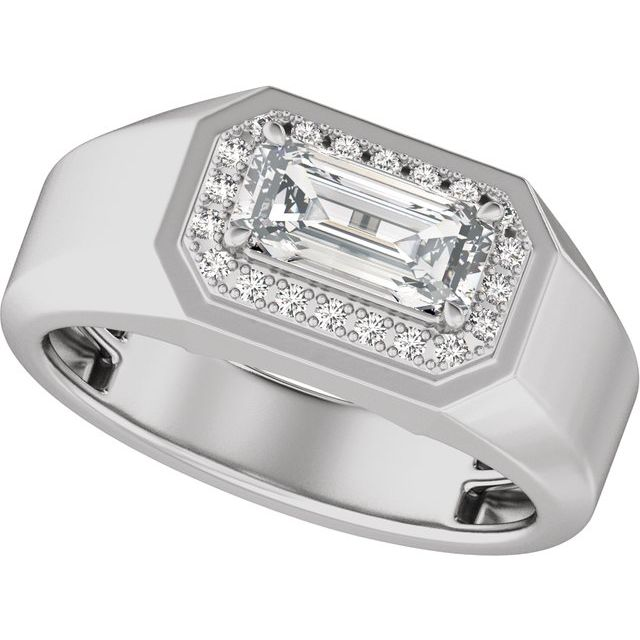 Men's 1 3/4 CTW Lab-Grown Diamond Halo-Style Band — 14K White Gold, side view