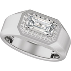 Men's 1 3/4 CTW Lab-Grown Diamond Halo-Style Band — 14K White Gold, side view