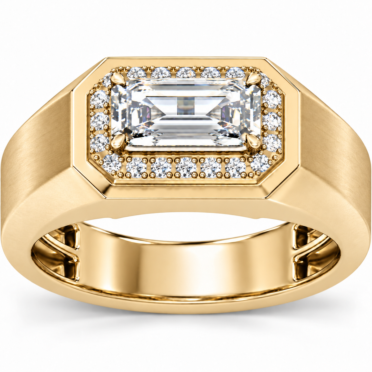 Men's 1 3/4 CTW Lab-Grown Diamond Halo-Style Band — 14K Yellow Gold, front view