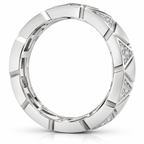 Men's 1/4 CTW Lab-Grown Diamond Patterned Eternity Band — 14K White Gold, profile view