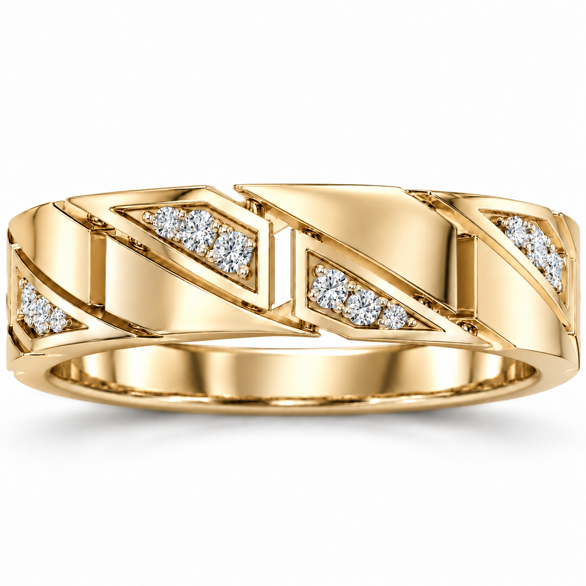 Men's 1/4 CTW Lab-Grown Diamond Patterned Eternity Band — 14K Yellow Gold, front view