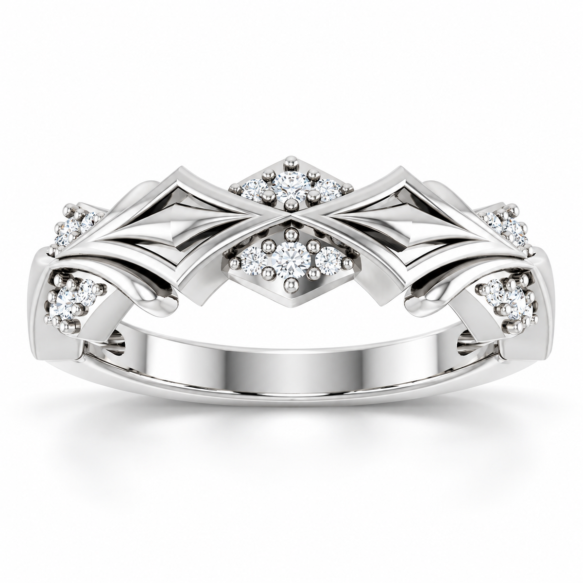 Men's 1/6 CTW Lab-Grown Diamond Accented Band – 689344 — 14K White Gold, front view