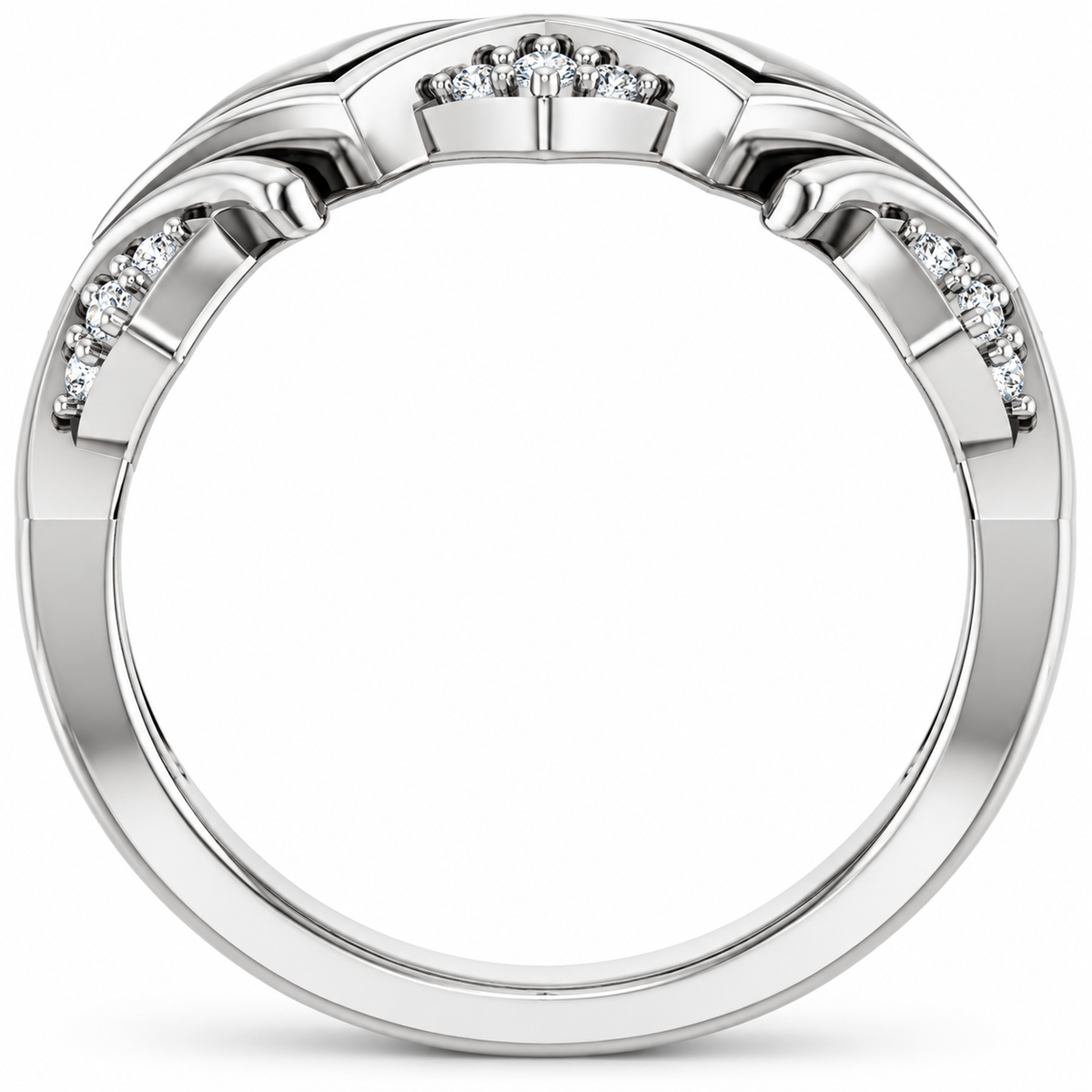 Men's 1/6 CTW Lab-Grown Diamond Accented Band – 689344 — 14K White Gold, profile view