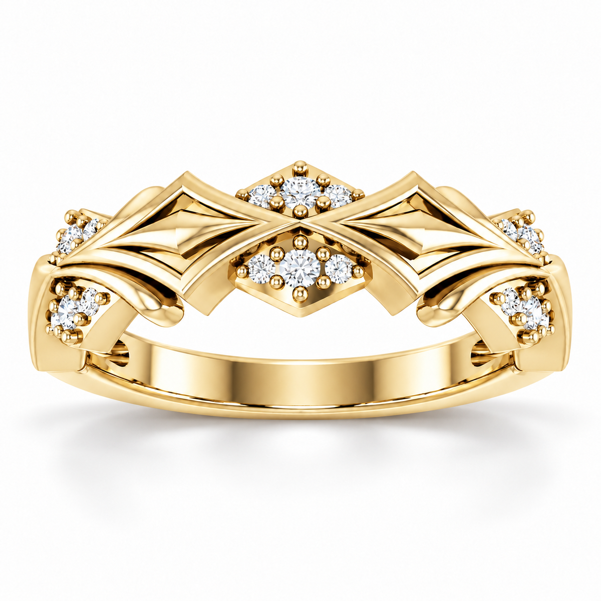 Men's 1/6 CTW Lab-Grown Diamond Accented Band – 689344 — 14K Yellow Gold, front view