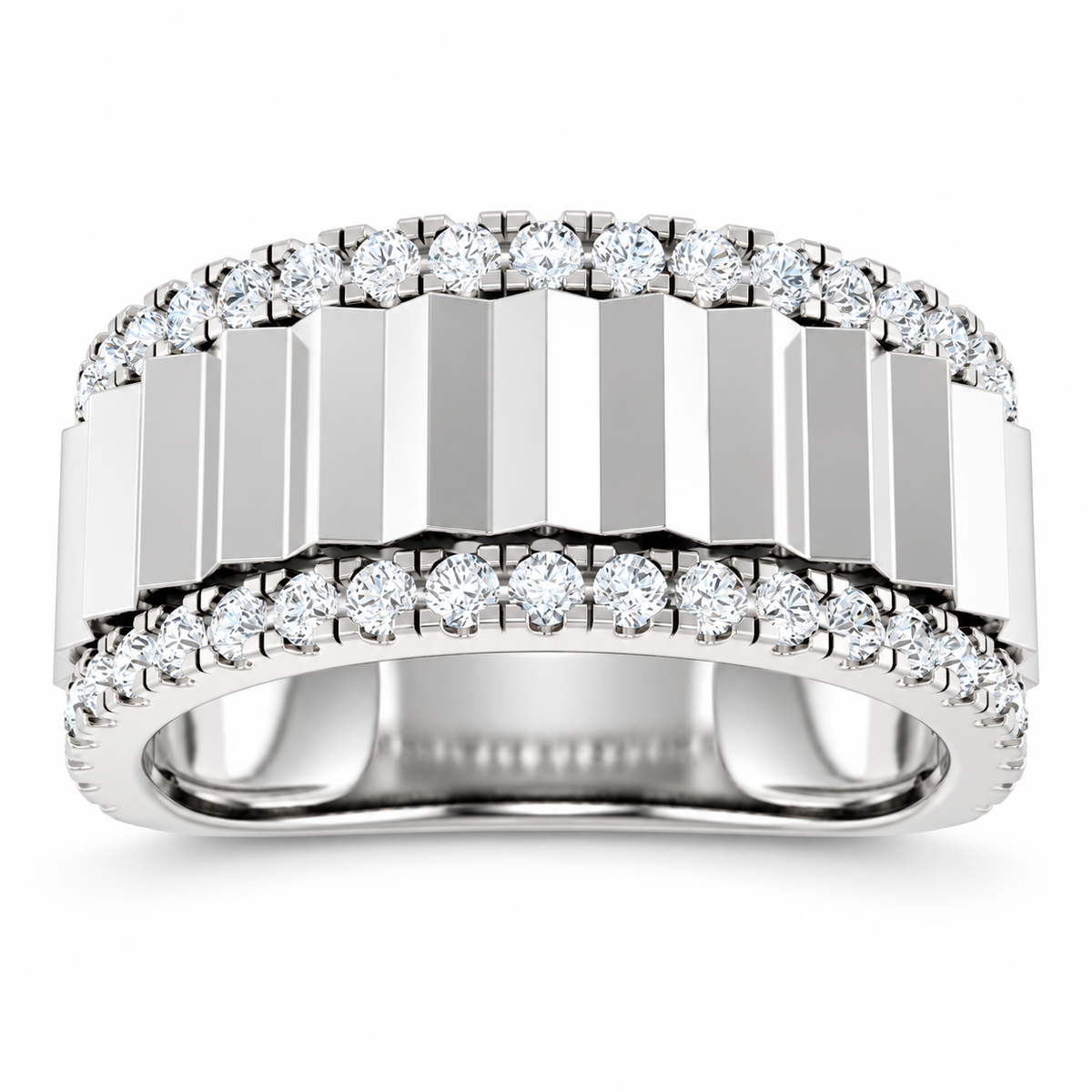 Men's 9/10 CTW Lab-Grown Diamond Accented Band – 689252 — 14K White Gold, front view
