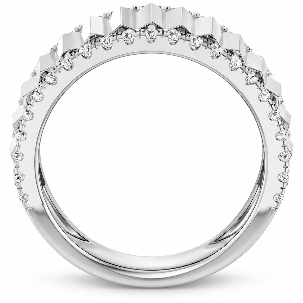Men's 9/10 CTW Lab-Grown Diamond Accented Band – 689252 — 14K White Gold, profile view