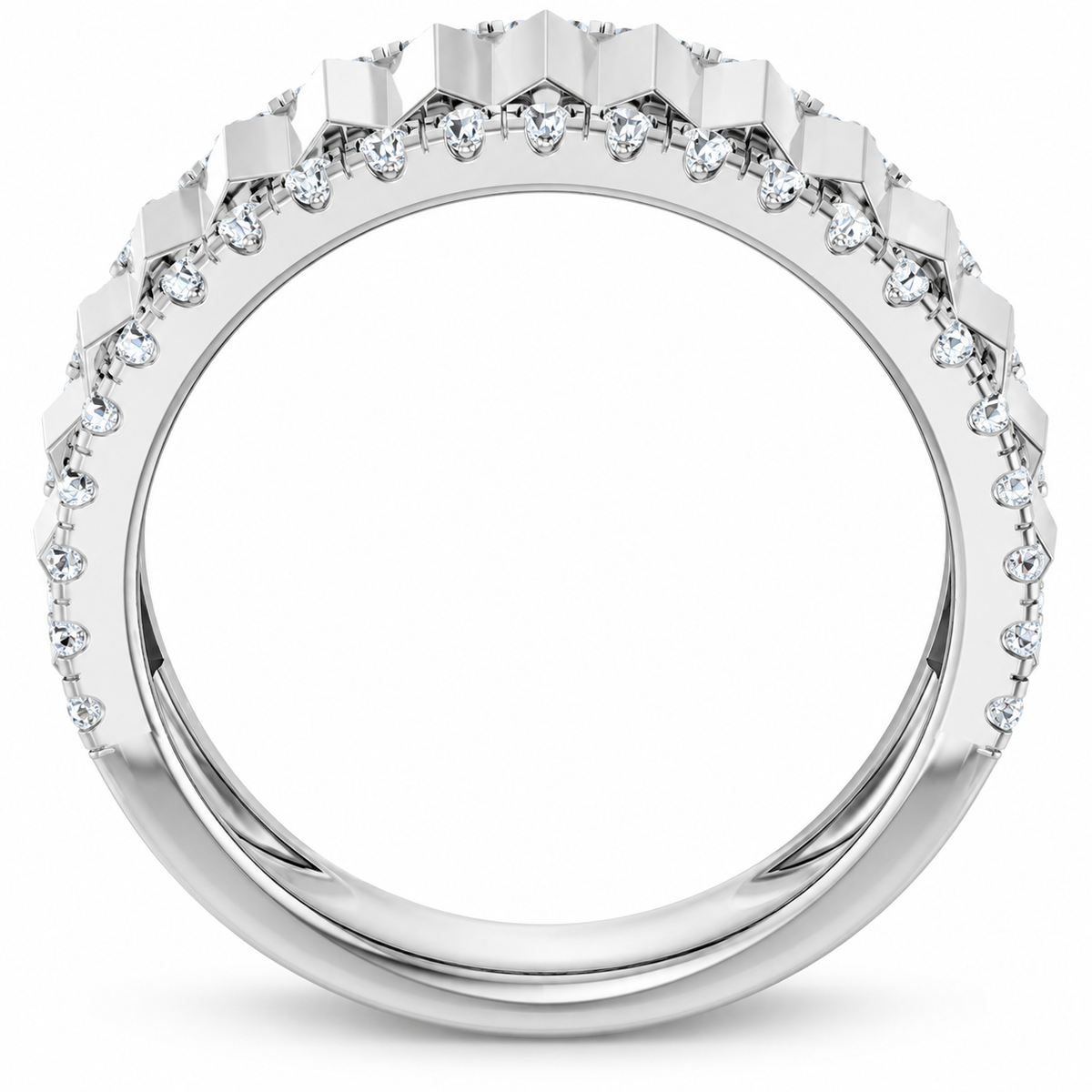 Men's 9/10 CTW Lab-Grown Diamond Accented Band – 689252 — 14K White Gold, profile view