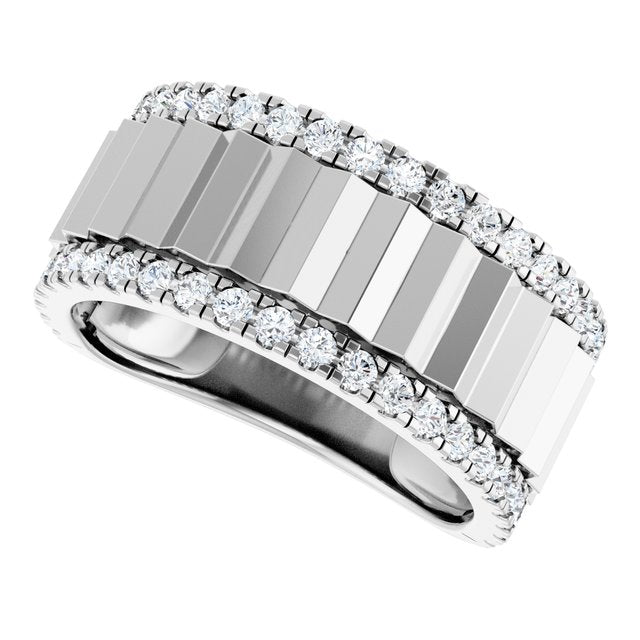 Men's 9/10 CTW Lab-Grown Diamond Accented Band – 689252 — 14K White Gold, side view