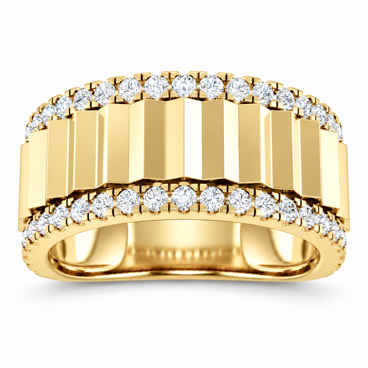 Men's 9/10 CTW Lab-Grown Diamond Accented Band – 689252 — 14K Yellow Gold, front view