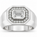 Men's 1 1/4 CTW Lab-Grown Diamond Halo-Style Band — 14K White Gold, front view