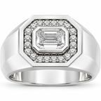 Men's 1 1/4 CTW Lab-Grown Diamond Halo-Style Band — 14K White Gold, front view
