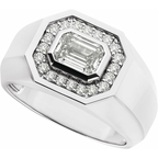 Men's 1 1/4 CTW Lab-Grown Diamond Halo-Style Band — 14K White Gold, side view