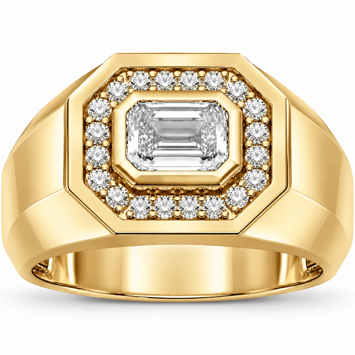 Men's 1 1/4 CTW Lab-Grown Diamond Halo-Style Band — 14K Yellow Gold, front view