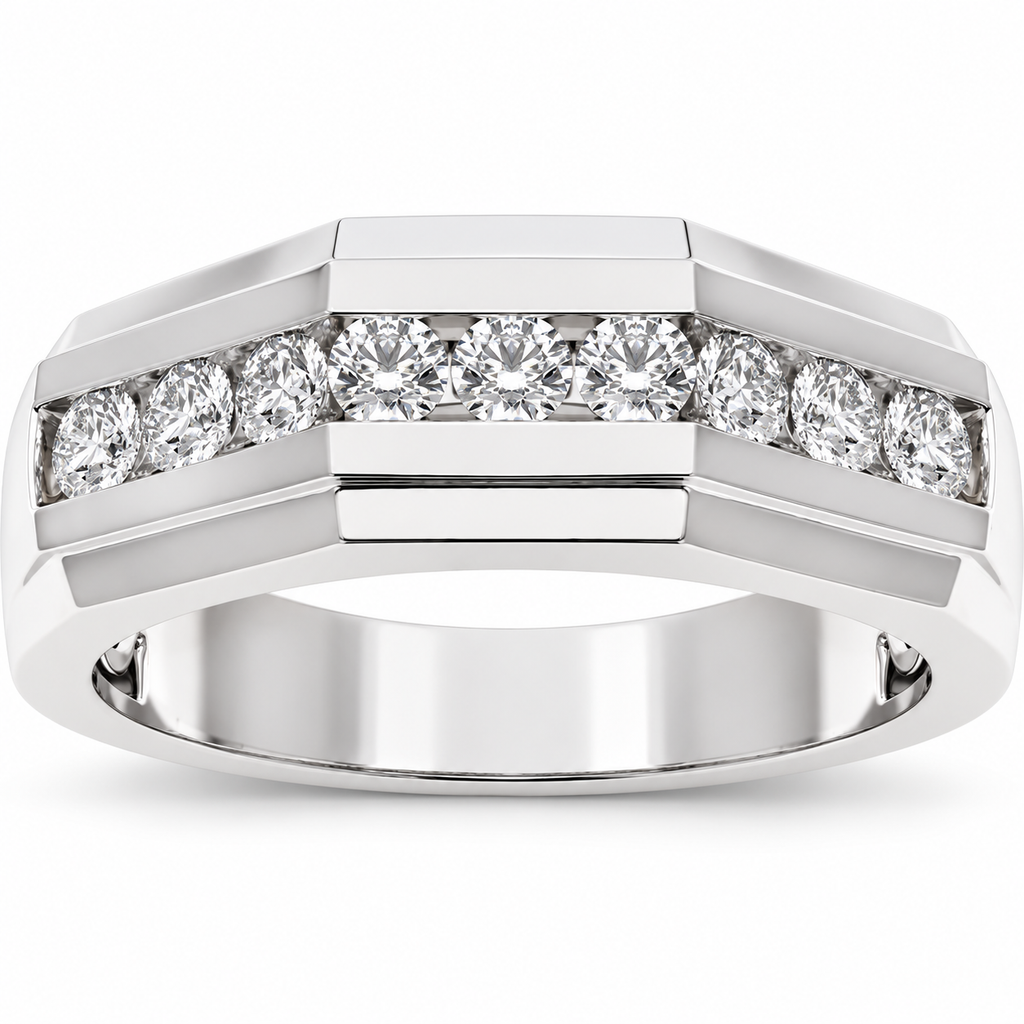 Men's 1/2 CTW Lab-Grown Diamond Accented Band – 689202 — 14K White Gold, front view