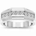 Men's 1/2 CTW Lab-Grown Diamond Accented Band – 689202 — 14K White Gold, front view